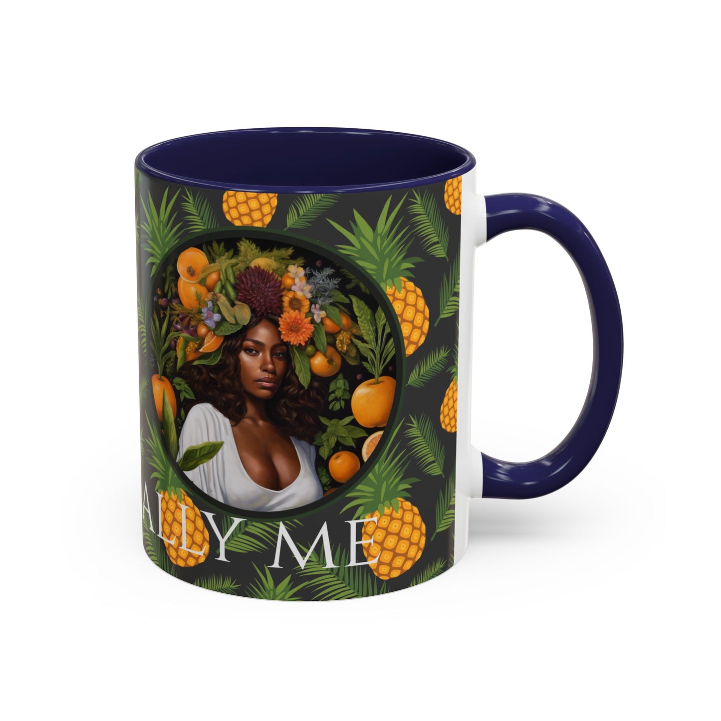 Organically Me A Pineapple Plant Garden Vegan Ceramic Plant Mug with Black woman (11oz)