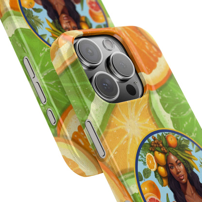 Organically Me Citrus Fruits Garden Snap Phone Case with Black Woman, Veggie Chic for Androids and iPhone models