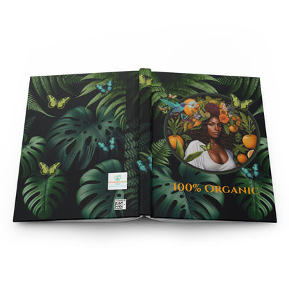 100% Organic A Fern Monstera Plant Garden & Vegan Hardcover Journal, Matte 150 pages, Black women