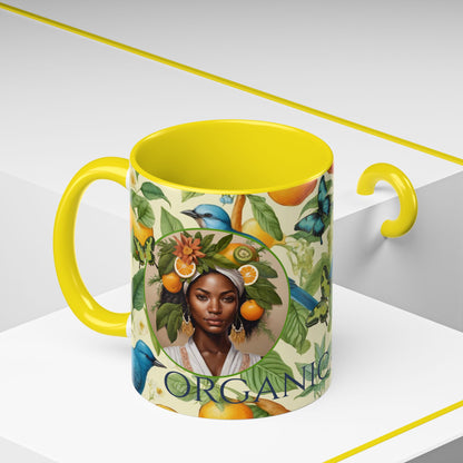Organically Me A Lemon Bluebird Plant Garden Vegan Ceramic Plant Mug with Black woman (11oz) 8 Color Combos