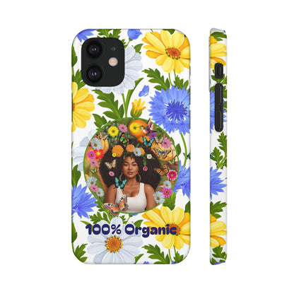 100% Organic Purple Plant Garden Snap Phone Case with Black Woman, for iPhone and Android