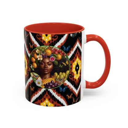 Organically Me A.1 Tribal Butterfly Plant Garden Vegan Ceramic Plant Mug with Black woman (11oz) 8 Color Combos