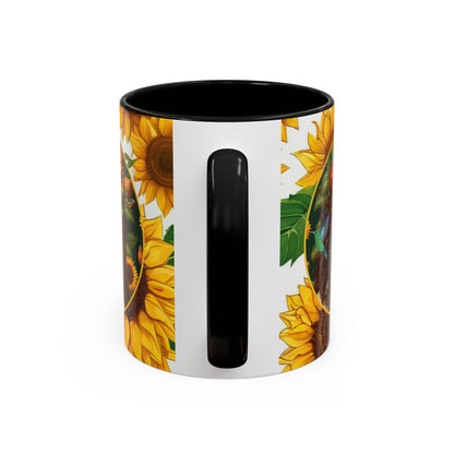 Organically Me B Sunflower Plant Garden Vegan Ceramic Plant Mug with Black woman (11oz) 8 Color Combos