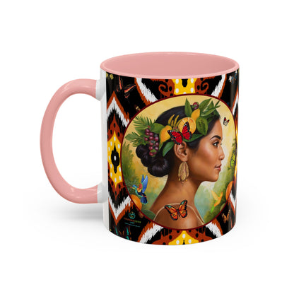 Organically Me A Tribal Butterfly Plant Garden Vegan Ceramic Plant Mug with Black woman (11oz) 8 Color Combos