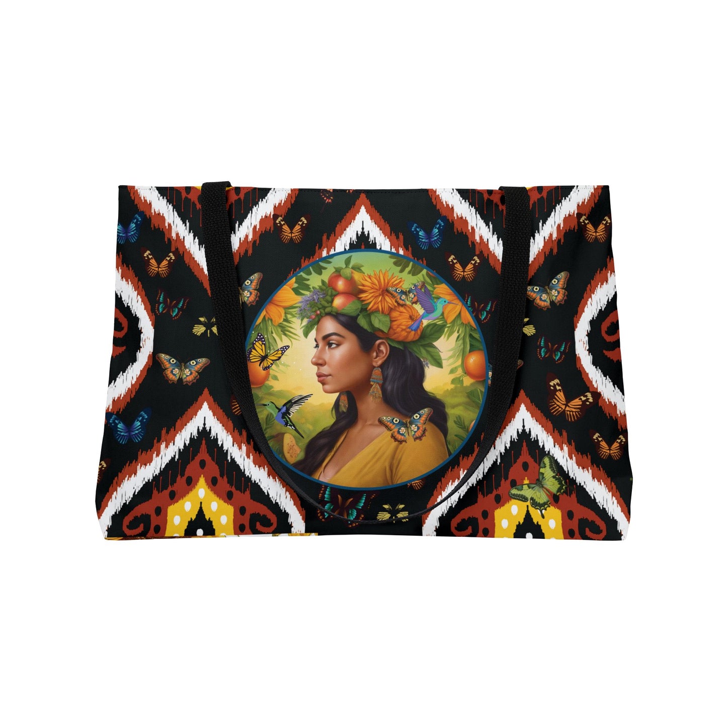 Organically Me B2Tribal Butterfly Monarch Queen Karmon Garden & Plant-themed Weekender Tote Bag, workout bag, yoga bag