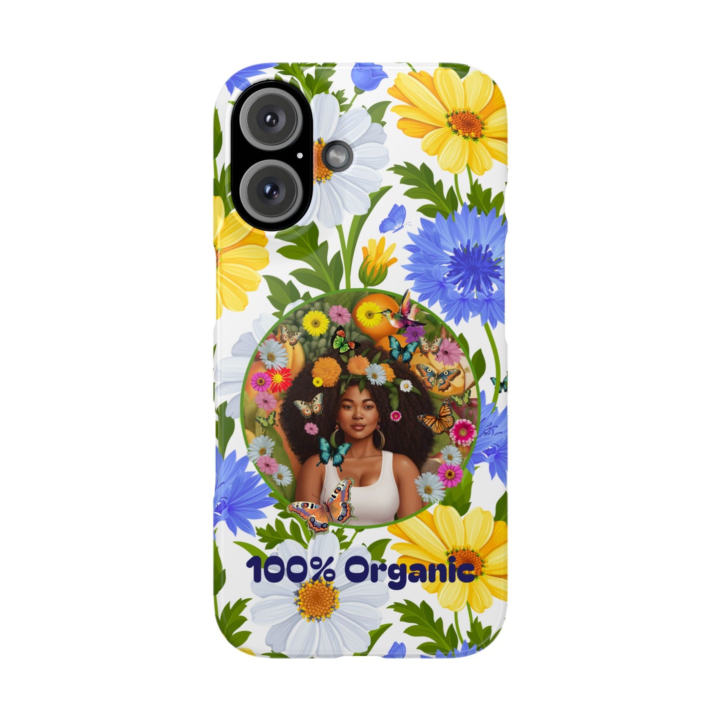 100% Organic Purple Plant Garden Snap Phone Case with Black Woman, for iPhone and Android
