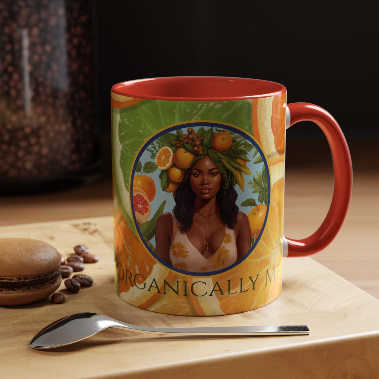 Organically Me Bright Citrus Plant Garden Vegan Ceramic Plant Mug with Black woman (11oz) 8 Color Combos
