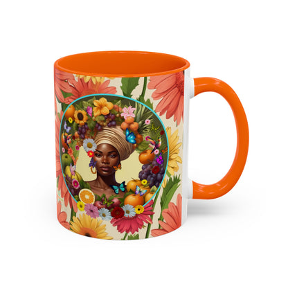 100% Organic Daisy Joy Plant Garden Vegan Ceramic Plant Mug, Black Woman Double Sided (11oz) 8 Color Combos