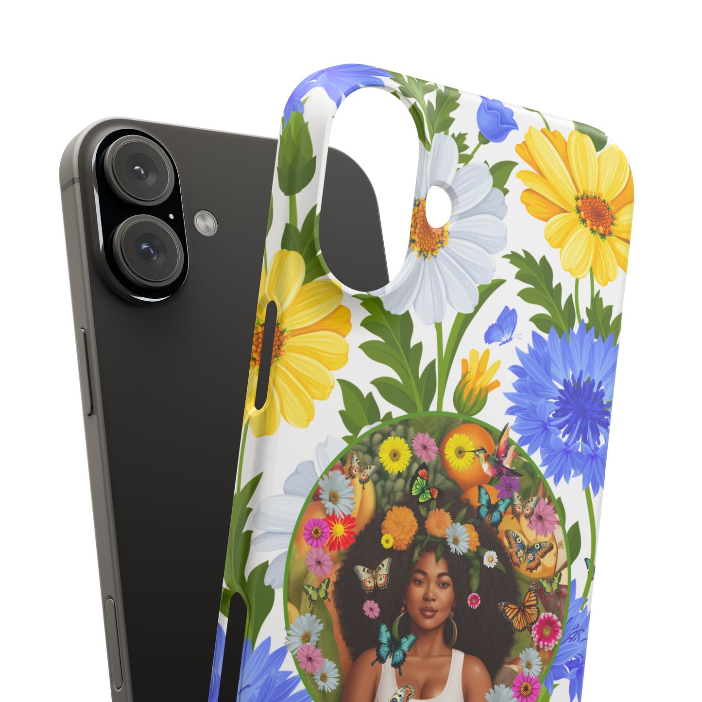100% Organic Purple Plant Garden Snap Phone Case with Black Woman, for iPhone and Android