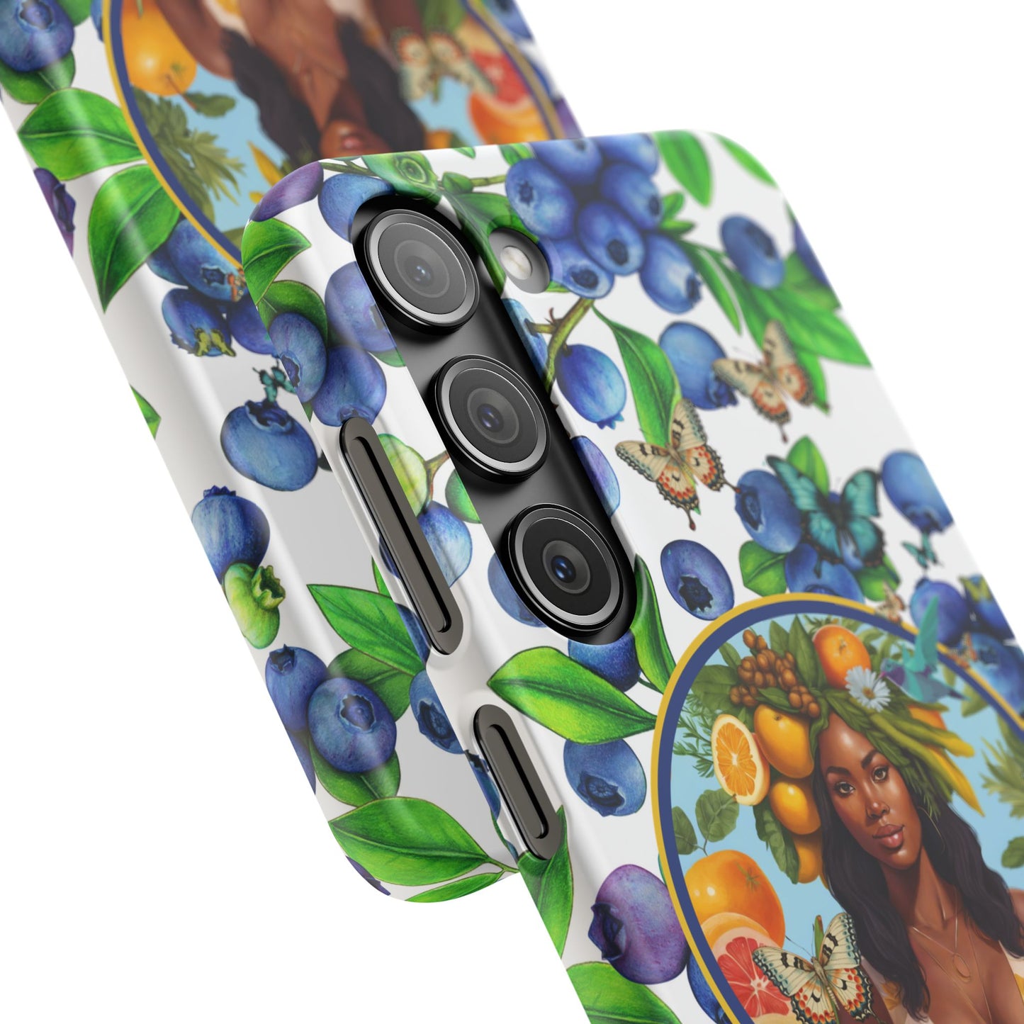 Organically Me Blueberry Plant B Garden Snap Phone Case with Black Woman, for iPhone and Android