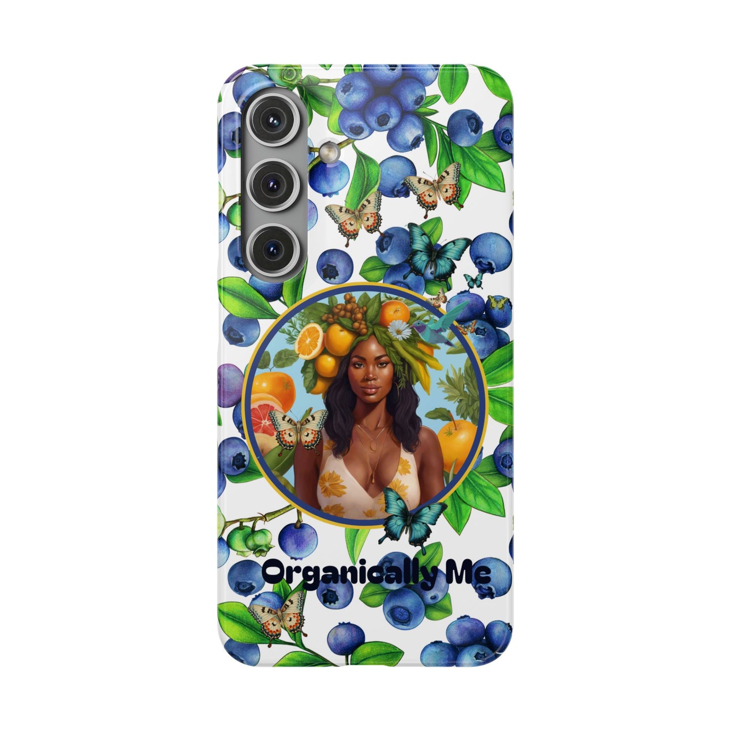 Organically Me Blueberry Plant B Garden Snap Phone Case with Black Woman, for iPhone and Android