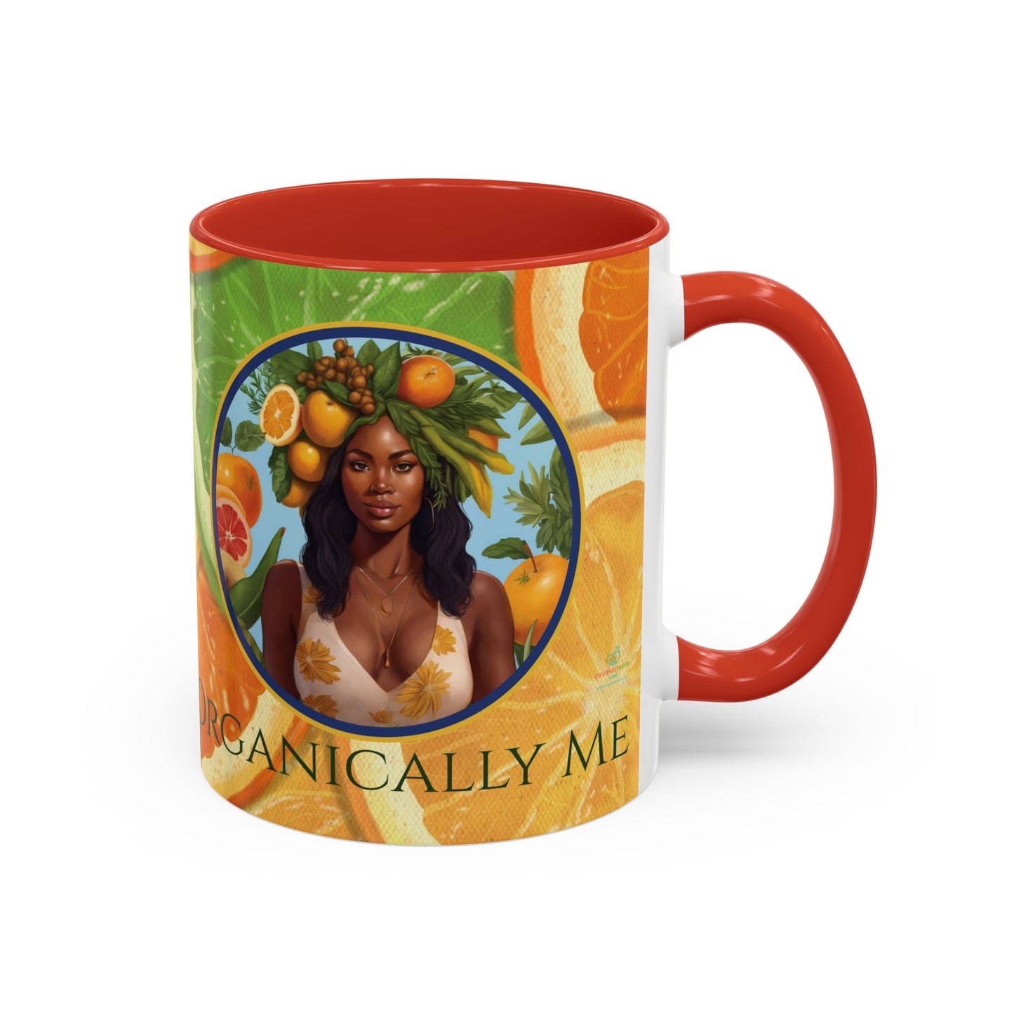 Organically Me Bright Citrus Plant Garden Vegan Ceramic Plant Mug with Black woman (11oz) 8 Color Combos