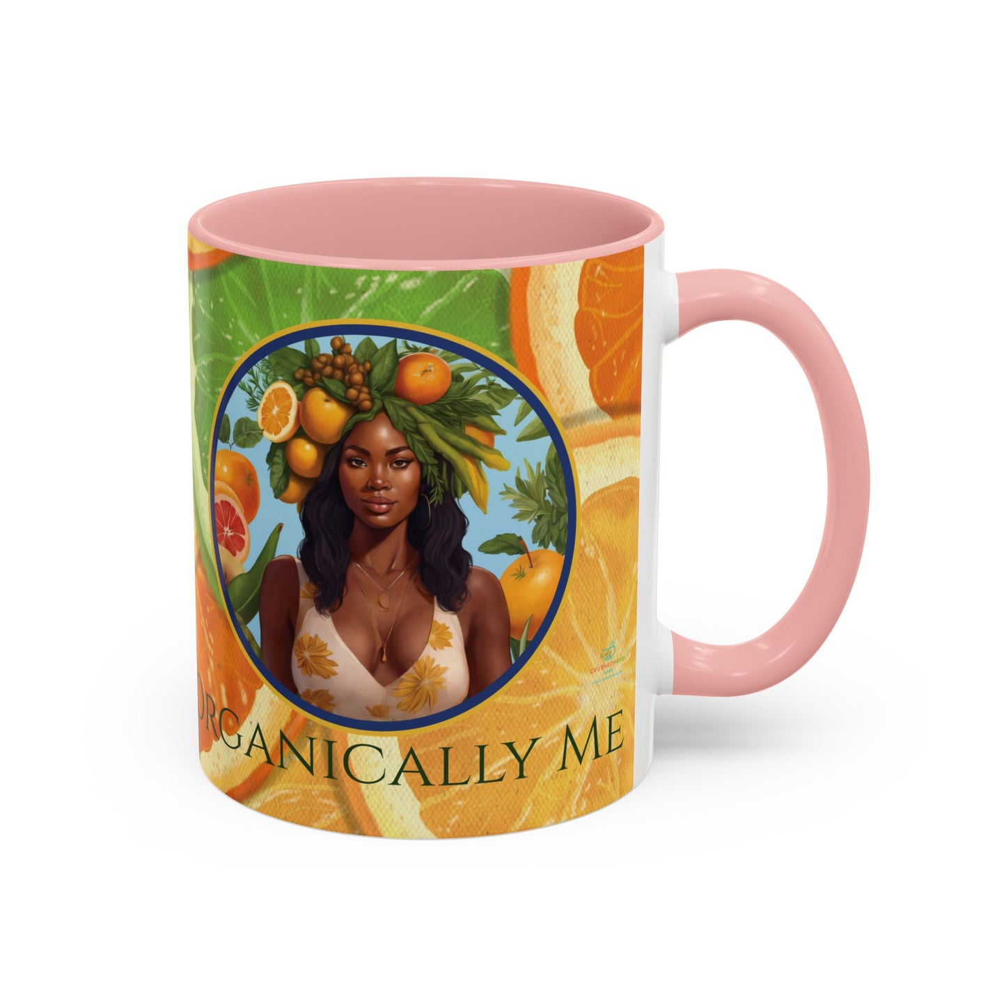 Organically Me Bright Citrus Plant Garden Vegan Ceramic Plant Mug with Black woman (11oz) 8 Color Combos