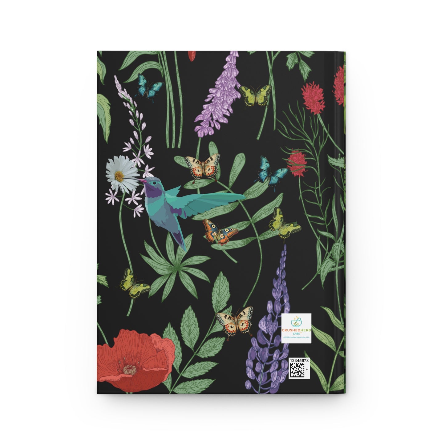100% Organic Black Jungle Plant Garden & Vegan Hardcover Journal, Matte 150 pages, Black women Double-Sided Design