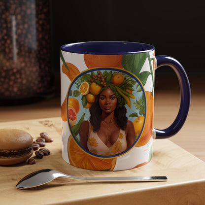 100% Organic Orange Plant Garden Vegan Ceramic Plant Mug with Black woman (11oz) 8 Color Combos
