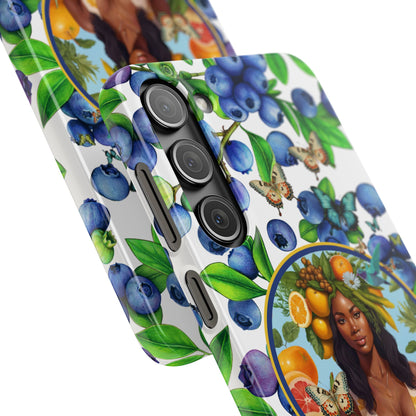 Organically Me Blueberry Plant B Garden Snap Phone Case with Black Woman, for iPhone and Android