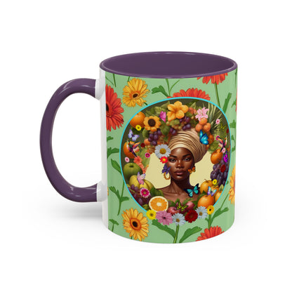 100% Organic Daisy Joy Plant Garden Vegan Ceramic Plant Mug, Black Woman Double Sided (11oz) 8 Color Combos
