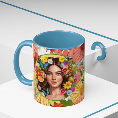 100% Organic Gerber Joy3 Plant Garden Vegan Ceramic Plant Mug with Woman (11oz) 8 Color Combos