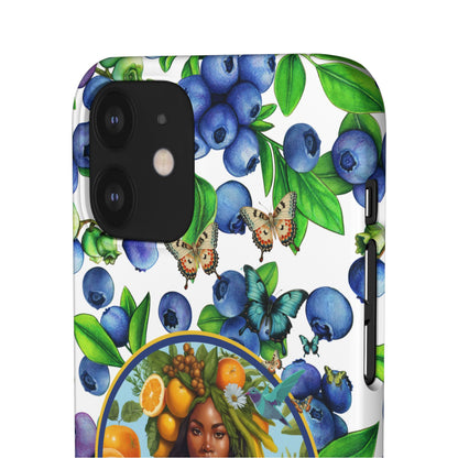Organically Me Blueberry Plant B Garden Snap Phone Case with Black Woman, for iPhone and Android