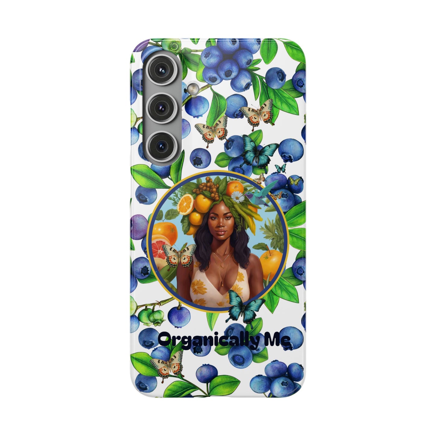 Organically Me Blueberry Plant B Garden Snap Phone Case with Black Woman, for iPhone and Android