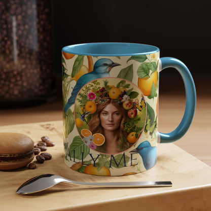 Organically Me A Lemon Bluebird Leda Plant Garden Vegan Ceramic Plant Mug with Black woman (11oz) 8 Color Combos