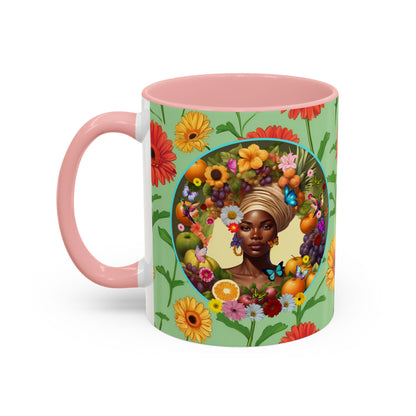 100% Organic Daisy Joy Plant Garden Vegan Ceramic Plant Mug, Black Woman Double Sided (11oz) 8 Color Combos