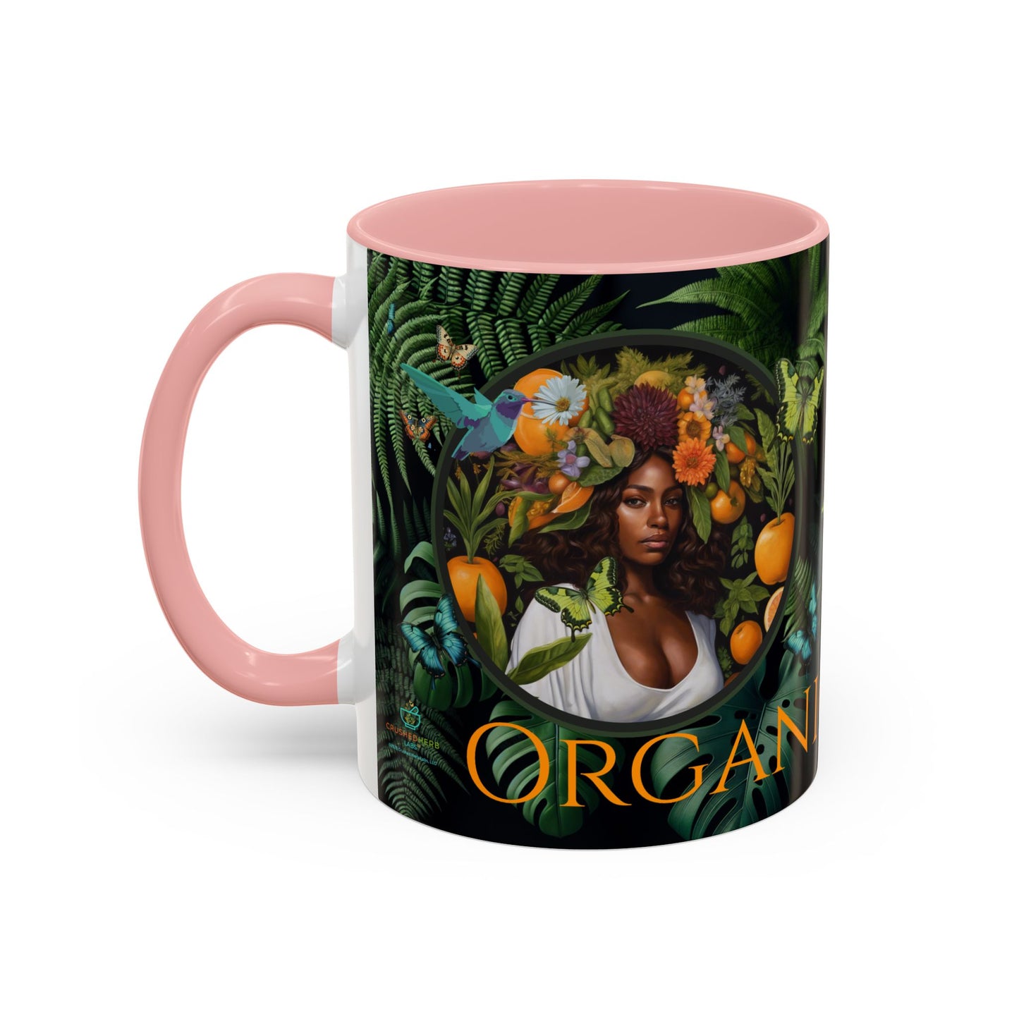 100% Organic A Fern Monstera Plant Garden Vegan Ceramic Plant Mug with Black woman (11oz) 8 Color Combos