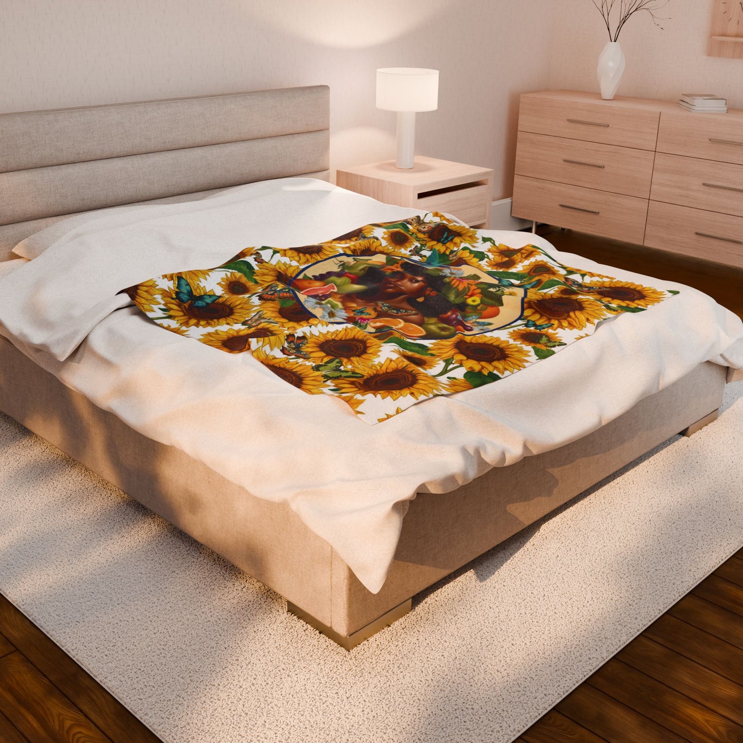 Organically Me Sunflower2 Plant Garden Blanket, Wall Hanging, Tablecloth (Velveteen); 50 x 60in