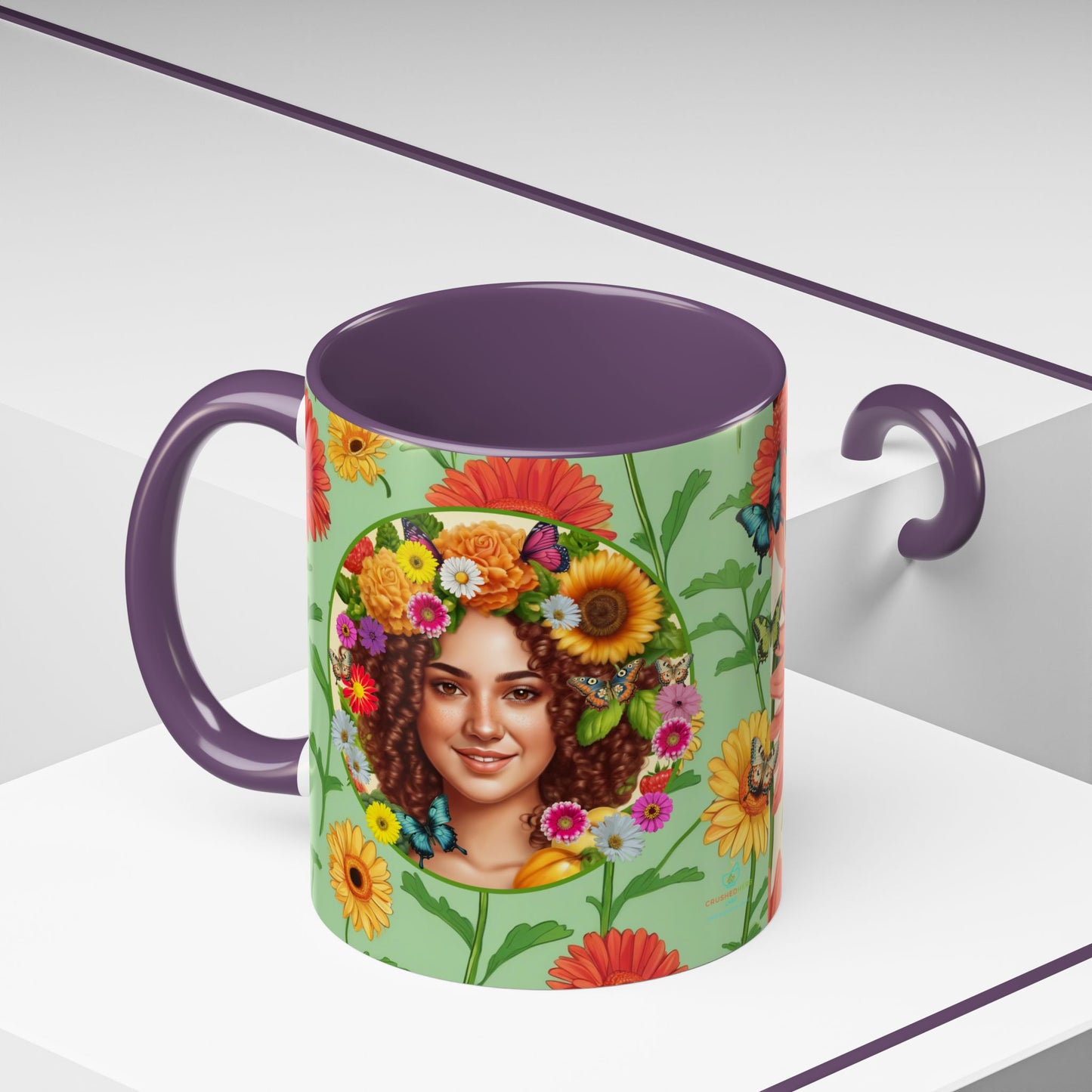 100% Organic Daisy Joy2 Plant Garden Vegan Ceramic Plant Mug Double Sided (11oz) 8 Color Combos