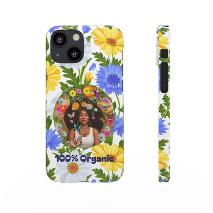 100% Organic Purple Plant Garden Snap Phone Case with Black Woman, for iPhone and Android