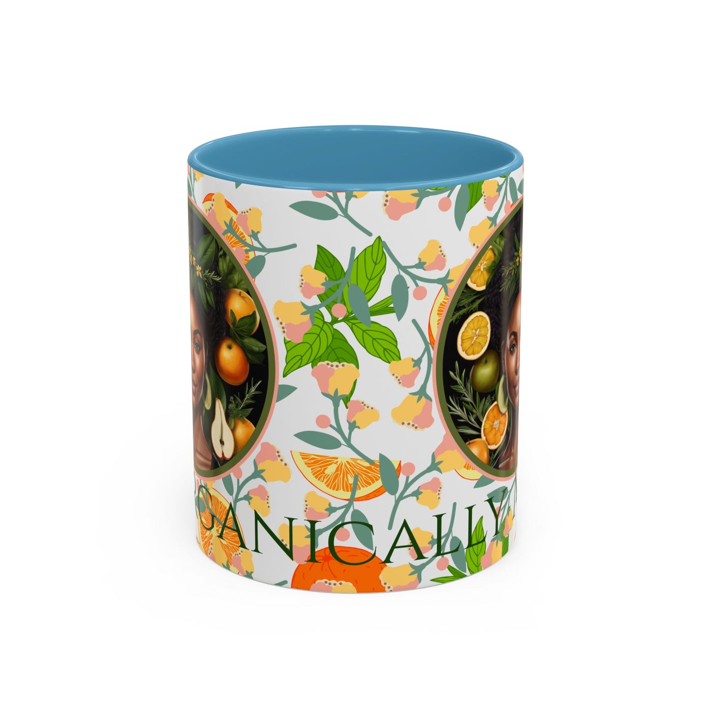 Organically Me Pink and Green Plant Garden Vegan Ceramic Plant Mug with Black woman (11oz) 8 Color Combos