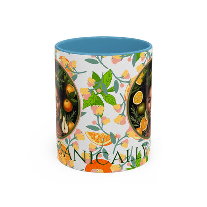 Organically Me Pink and Green Plant Garden Vegan Ceramic Plant Mug with Black woman (11oz) 8 Color Combos