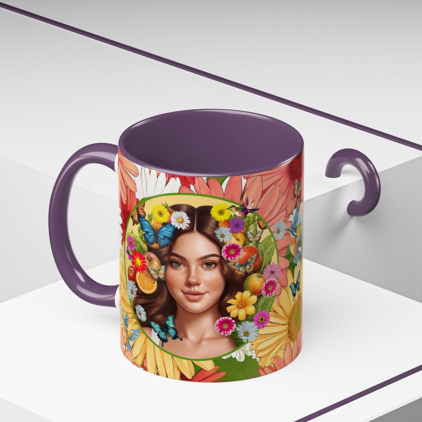 100% Organic Gerber Joy3 Plant Garden Vegan Ceramic Plant Mug with Woman (11oz) 8 Color Combos