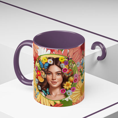 100% Organic Gerber Joy3 Plant Garden Vegan Ceramic Plant Mug with Woman (11oz) 8 Color Combos