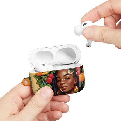 AirPods Case: Wynter Locs Veggie Tribal Ikat Design with Butterflies, Plants & Black Woman for AirPods Pro Gen 1 & 2, AirPods Gen 1, Gen 2, Gen 3
