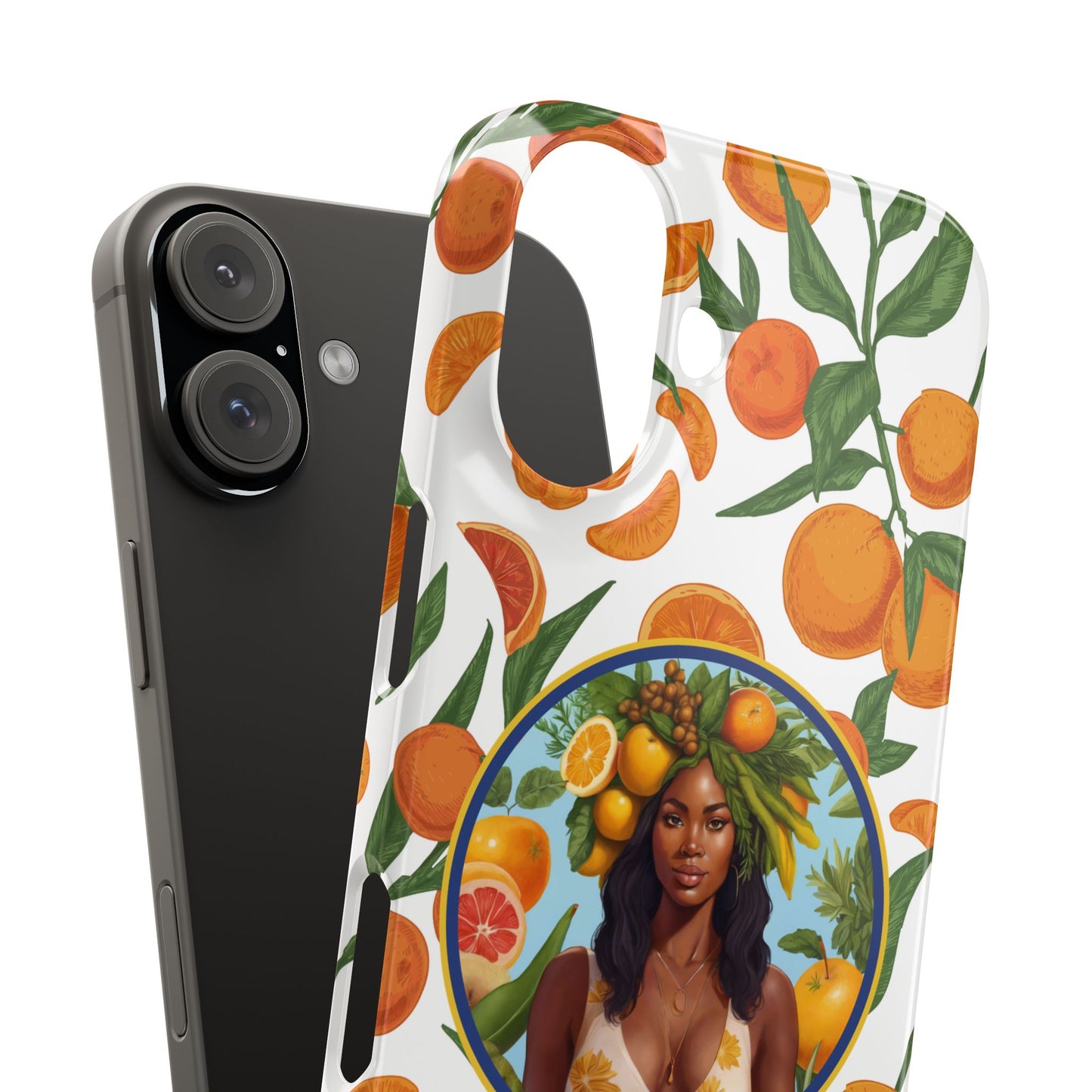 100% Organic Orange Plant Garden Snap Phone Case with Black Woman, Veggie Chic for Androids and iPhone models