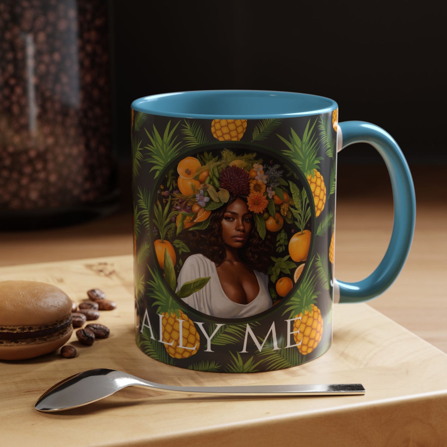 Organically Me A Pineapple Plant Garden Vegan Ceramic Plant Mug with Black woman (11oz)