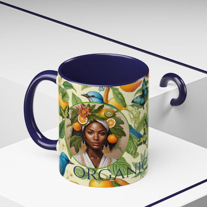 Organically Me A Lemon Bluebird Plant Garden Vegan Ceramic Plant Mug with Black woman (11oz) 8 Color Combos