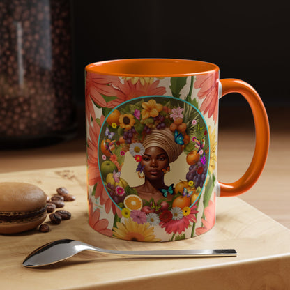 100% Organic Daisy Joy3 Plant Garden Vegan Ceramic Plant Mug, Black Woman Double Sided (11oz) 8 Color Combos