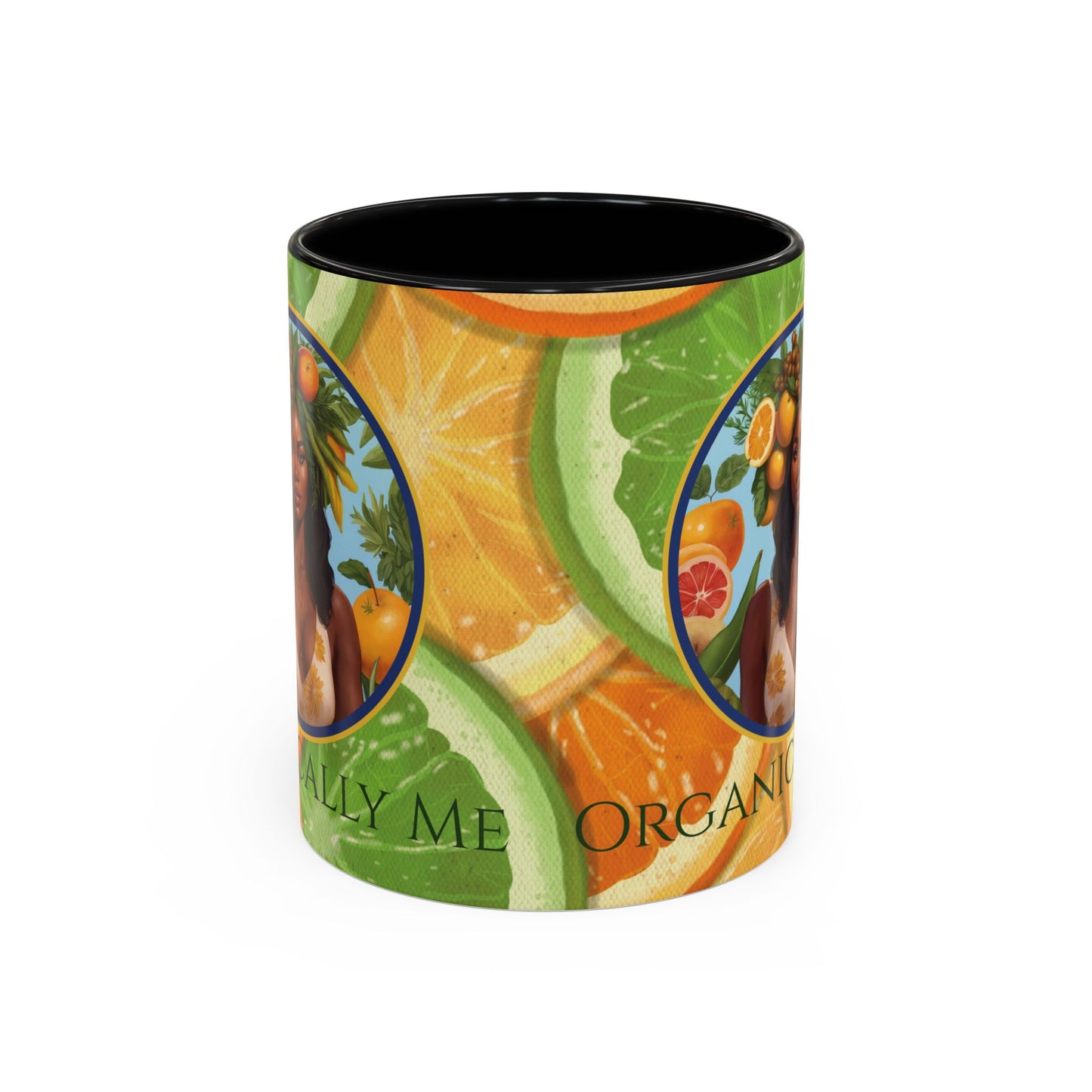 Organically Me Bright Citrus Plant Garden Vegan Ceramic Plant Mug with Black woman (11oz) 8 Color Combos
