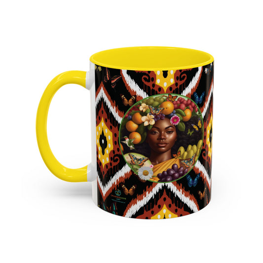 Organically Me A.1 Tribal Butterfly Plant Garden Vegan Ceramic Plant Mug with Black woman (11oz) 8 Color Combos