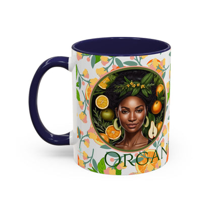 Organically Me Pink and Green Plant Garden Vegan Ceramic Plant Mug with Black woman (11oz) 8 Color Combos