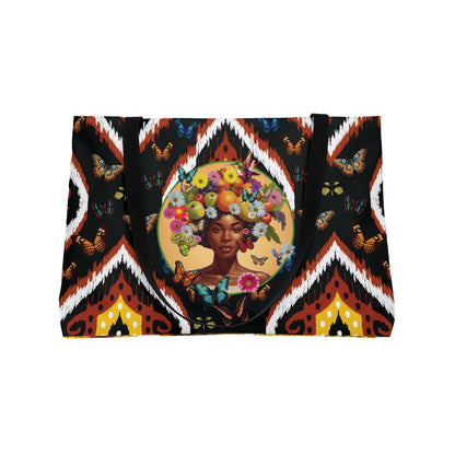 Organically Me B Tribal Butterfly Monarch Queen Karmon Garden & Plant-themed Weekender Tote Bag, workout bag, yoga bag