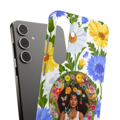 100% Organic Purple Plant Garden Snap Phone Case with Black Woman, for iPhone and Android