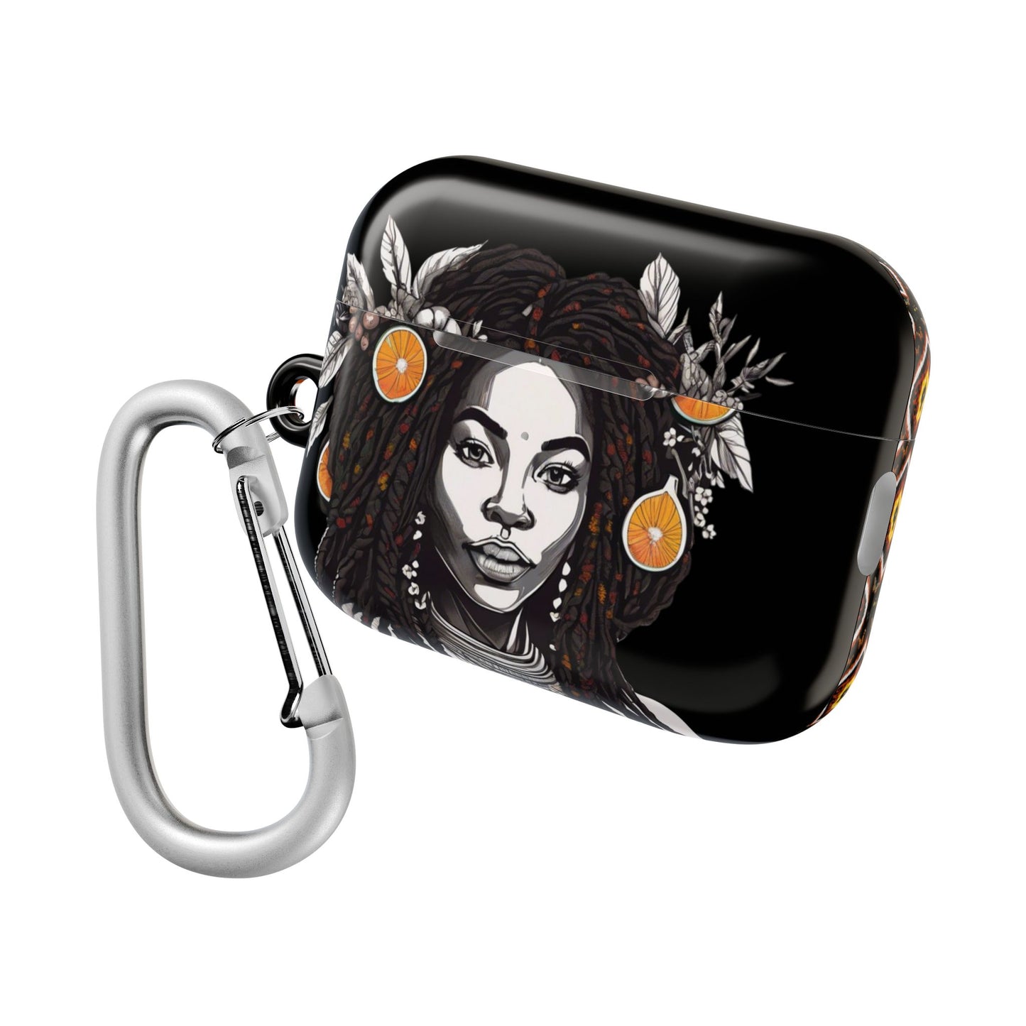 AirPods Case: Yadira Loc Princess Garden Monarch Tribal Ikat Design with Butterflies, Plants & Black Woman for AirPods Pro Gen 1 & 2, AirPods Gen 1, Gen 2, Gen 3