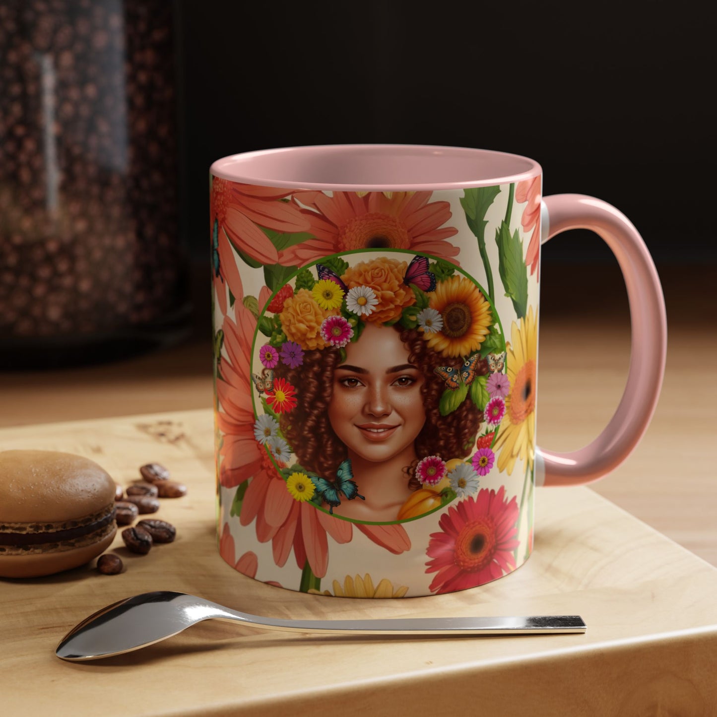 100% Organic Daisy Joy2 Plant Garden Vegan Ceramic Plant Mug Double Sided (11oz) 8 Color Combos