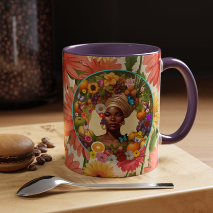 100% Organic Daisy Joy Plant Garden Vegan Ceramic Plant Mug, Black Woman Double Sided (11oz) 8 Color Combos