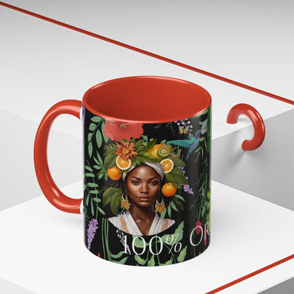 100% Organic Black Jungle Plant Garden Vegan Ceramic Plant Mug with (11oz) 8 Color Combos Double-Side Design