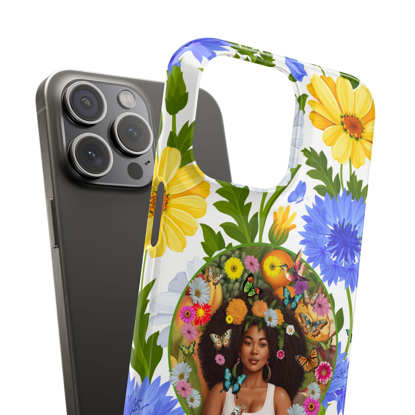 100% Organic Purple Plant Garden Snap Phone Case with Black Woman, for iPhone and Android