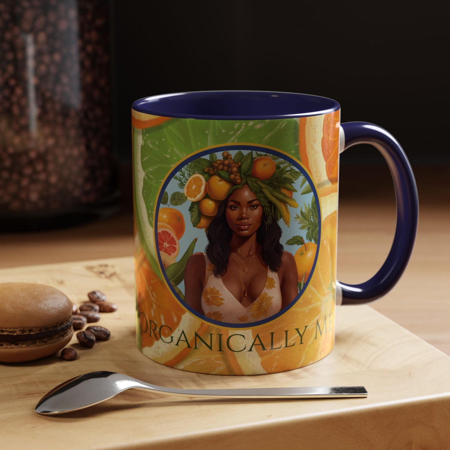 Organically Me Bright Citrus Plant Garden Vegan Ceramic Plant Mug with Black woman (11oz) 8 Color Combos